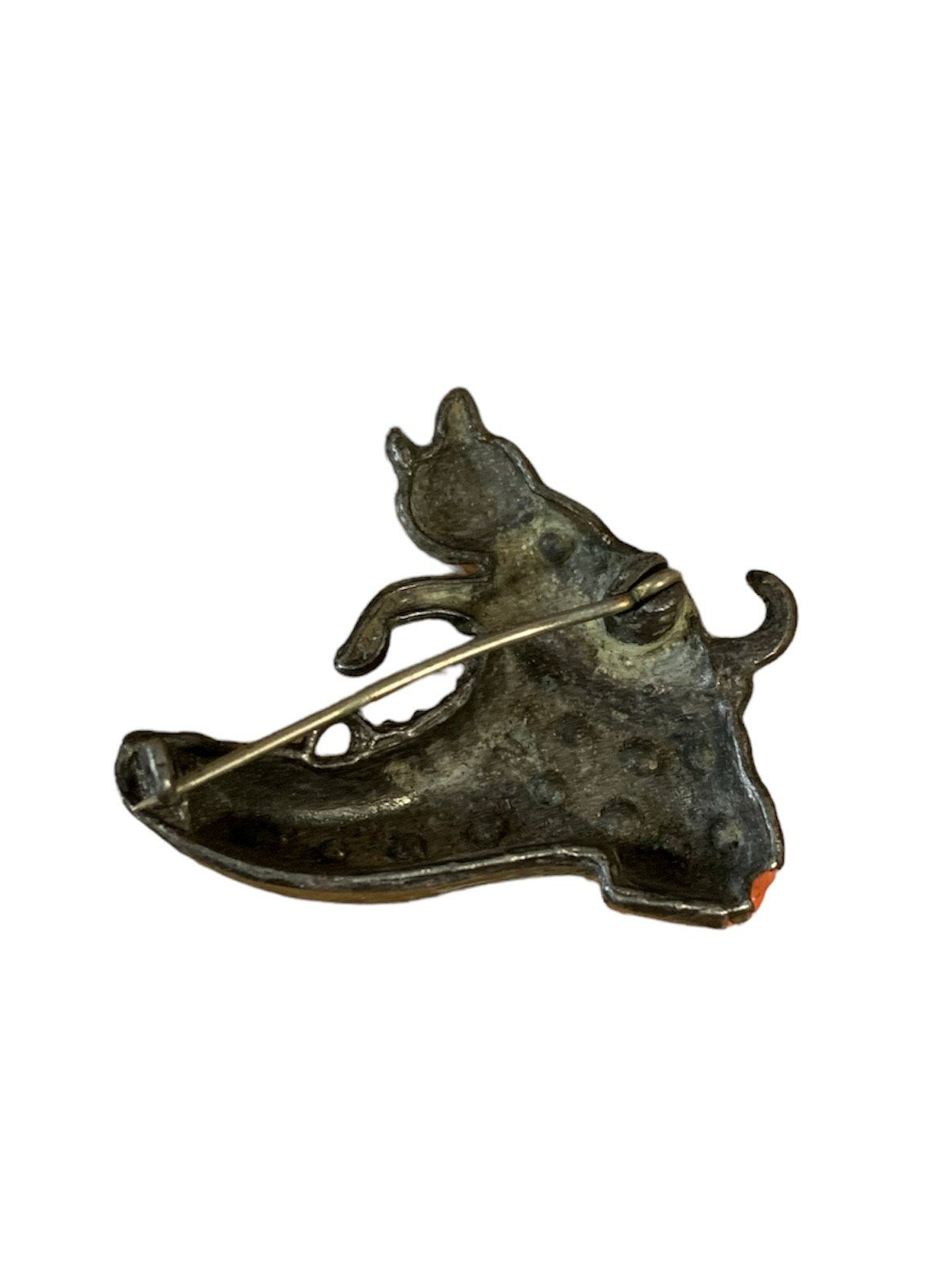 Vintage Little Nemo Brass Rhinestone Brooch Cat in Shoe Pin 1930s Multicolor Gem