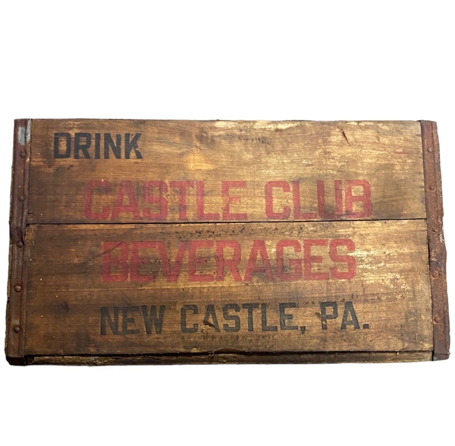 Drink Castle Club Beverages New Castle PA. Wooden Beverage Carrier Tote