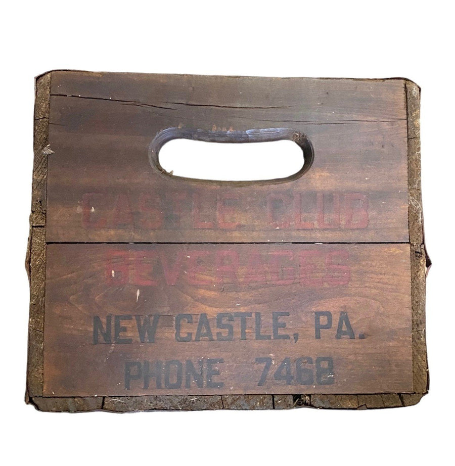 Drink Castle Club Beverages New Castle PA. Wooden Beverage Carrier Tote