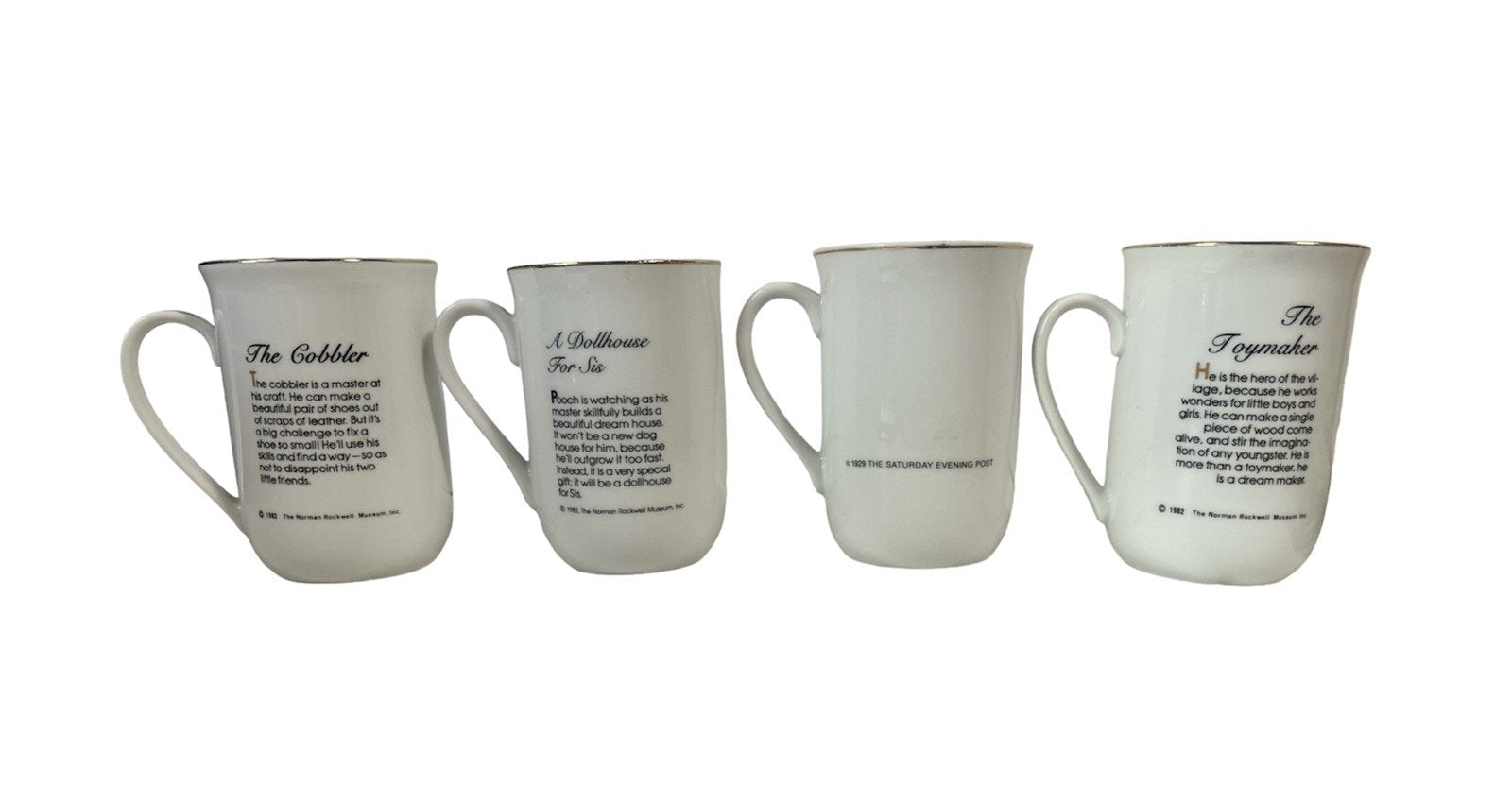 Norman Rockwell Artistic Antique Vintage 1980s and 1920s Mug 4pk for Creatives