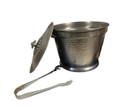 Vintage Hammered Italian Ice Bucket and Tongs Mid Century With Handle
