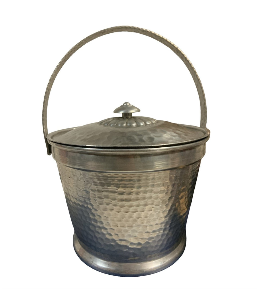 Vintage Hammered Italian Ice Bucket and Tongs Mid Century With Handle