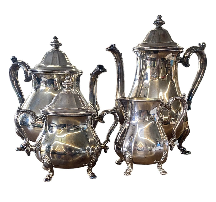 Chippendale Silver Coffee and Teapot With Creamer and Sugar Pitcher