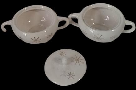 Antique Atomic Starburst Vintage Sugar Bowl Cups Saucers Serving Bowl (15 pcs)