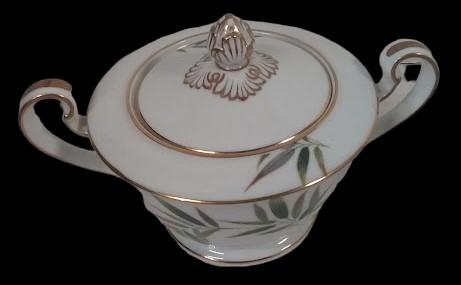 Antique Green Bamboo Sugar Bowl Creamer Vintage Noritake China 5054 Orient Japan