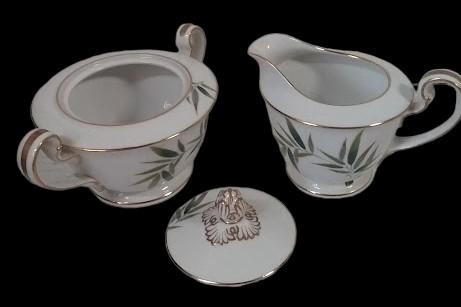 Antique Green Bamboo Sugar Bowl Creamer Vintage Noritake China 5054 Orient Japan