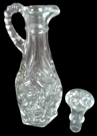 Cruet Antique Prescut Pressed Glass Bottle with Stopper Vintage Star Design (2)