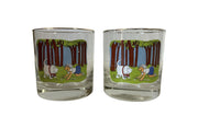 1970s Ashby Golf Comic Cartoon Vintage Artist 6pc Set of Barware Glasses