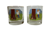 1970s Ashby Golf Comic Cartoon Vintage Artist 6pc Set of Barware Glasses