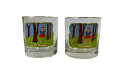 1970s Ashby Golf Comic Cartoon Vintage Artist 6pc Set of Barware Glasses