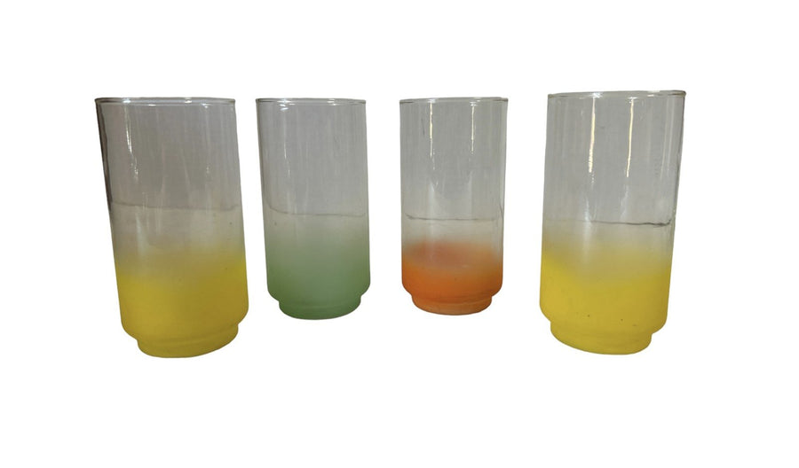 MCM Frosted Blendo Ombre Frosted Cups Libbey Glass Tumbler 4pc Drink Set
