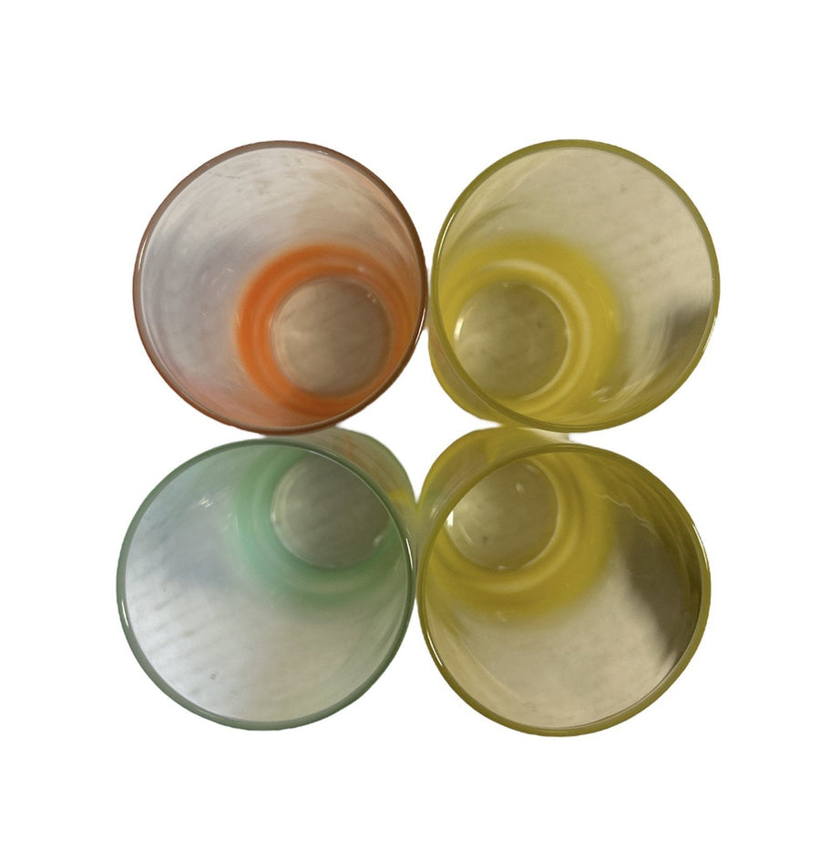 MCM Frosted Blendo Ombre Frosted Cups Libbey Glass Tumbler 4pc Drink Set