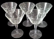 Libbey Antique Glasses Windswept Pattern Set of 5 Cocktail with 2 Aperitif