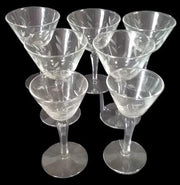 Libbey Antique Glasses Windswept Pattern Set of 5 Cocktail with 2 Aperitif