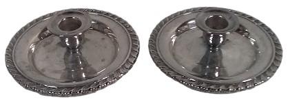Candle Holders (2) w/ Attached Plate Maybe Oneida Silverplate Vintage