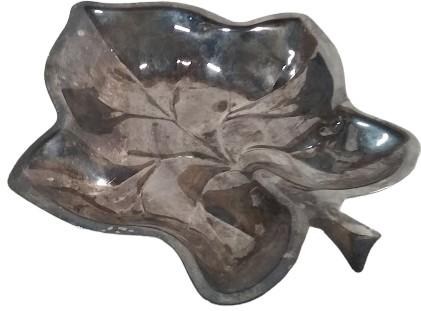 Beautiful Shiny Leaf-Shaped Silverplate Tray Vintage 6.5" x 7.5"