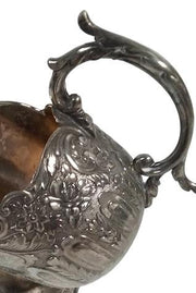 Flowery Ornate Silverplate Scuttle Vintage Pedestal Candy/Nut Server