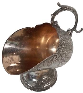 Flowery Ornate Silverplate Scuttle Vintage Pedestal Candy/Nut Server
