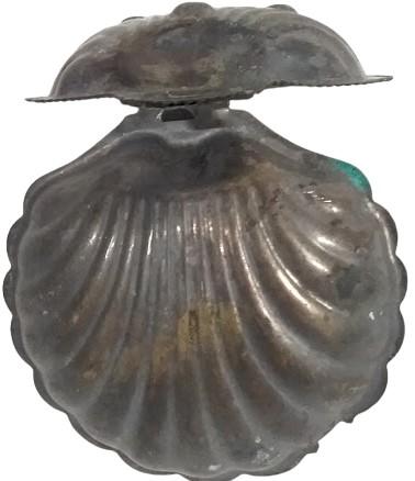 Clamshell Trinket Dish Antique E&JL Silverplate Made in England w/ Hinge Vintage