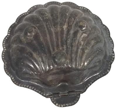 Clamshell Trinket Dish Antique E&JL Silverplate Made in England w/ Hinge Vintage