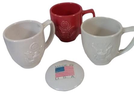 Military Coffee Mugs Set of 3 Vintage Hall China Made in USA