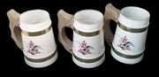 Anheuser Busch Antique Beer Mugs Set of 3 Siesta Ware with Wooden Handle