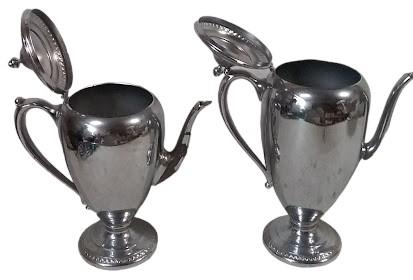 Coffee/Tea Pot Set of 2 Antique Keystone Silver Company Vintage Silverplate