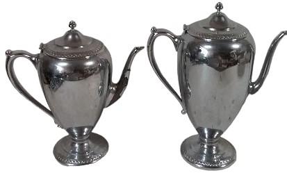 Coffee/Tea Pot Set of 2 Antique Keystone Silver Company Vintage Silverplate