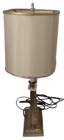 Brass Base Table Lamp with Two Lights Vintage Beige Shade Electric UL Listed