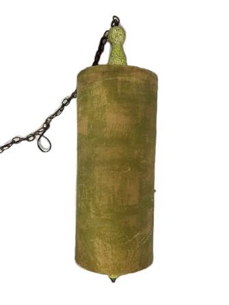 1970s Rare MCM Chartreuse Green Speckled Top Fabric Base Chandelier Swag Lamp