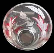 Beautiful Red and White Floral Design Antique Glass Tumblers Set of 5 Vintage