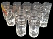 Anchor Hocking Laurel Leaf Antique Etched Cocktail Glasses Set of 11 Vintage