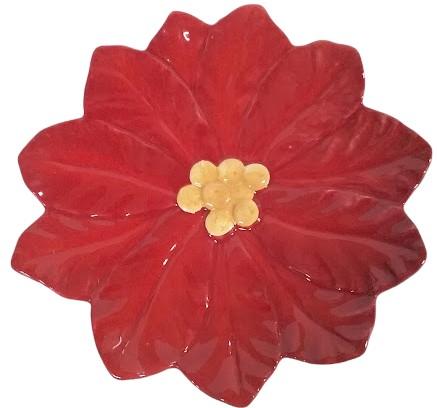 China Red Dessert/Salad Plates Set of 4 Vintage Leaf Cut with Yellow Center