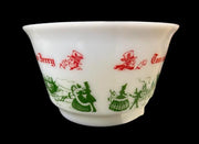 Vintage Hazel Atlas 1950s Christmas Tom and Jerry Eggnog Milk Glass Punch Bowl