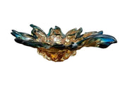 Murano Glass Gold and Blue MCM Handblown 1960-70s Bowl Trinket Dish Centerpiece