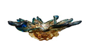 Murano Glass Gold and Blue MCM Handblown 1960-70s Bowl Trinket Dish Centerpiece