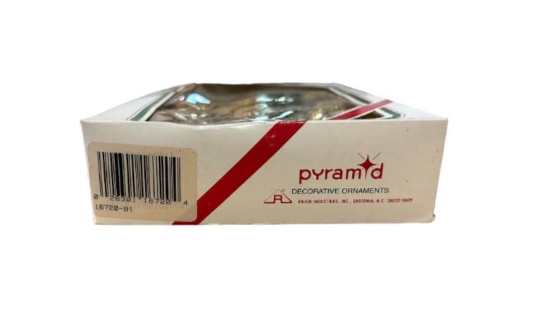 Pyramid In Box Decorative Shiny Gold Ornament 20pc Christmas Bulb Trinket Set