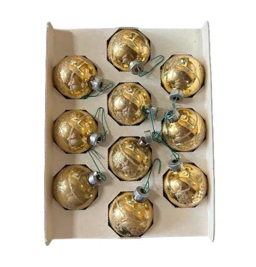 Pyramid In Box Decorative Shiny Gold Ornament 20pc Christmas Bulb Trinket Set