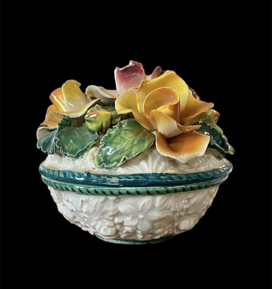 Ceramic Flower Trinket Box Italy VI