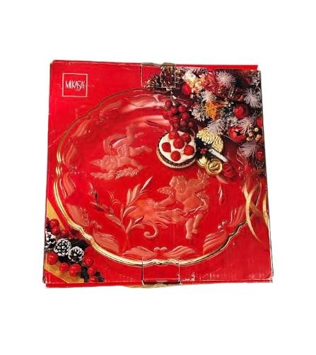 Mikasa Angel Cherub Baby Christmas Circular Frosted Glass Ceramic Serving Plate