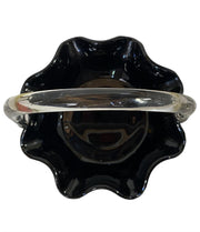 Black Ruffled Edge Glass Basket With Clear Handle