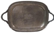 Floral Silverplate Rectangular Tray with Handles Antique Vintage 1950s