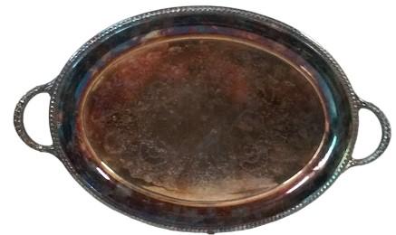 Oval Serving Tray with Handles Antique International Silver Vintage Silverplate