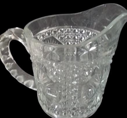 Creamer Sugar Bowl Antique Imperial Glass Vintage Star Medallion Design