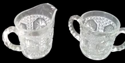 Creamer Sugar Bowl Antique Imperial Glass Vintage Star Medallion Design