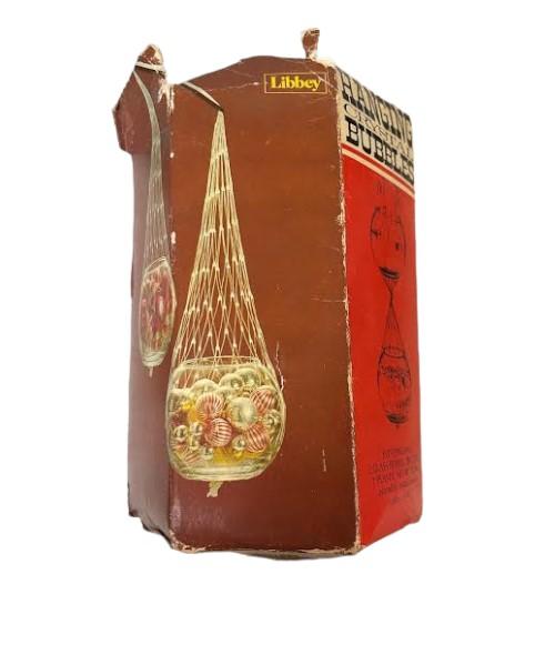 Libbey Glass 1970s Vintage Hanging Crystal Bubble Net Fish Bowl Retro Terrarium