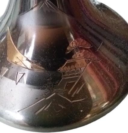 Black Silver Bud Vase Set of 2 Vintage Pagoda Mountain Scene Made in Japan