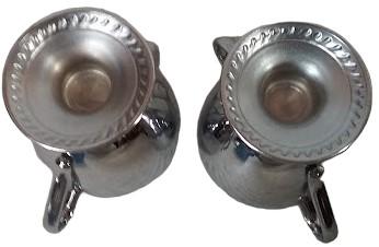 Creamer Sugar Bowl Antique Key Stoneware Vintage Silverplated
