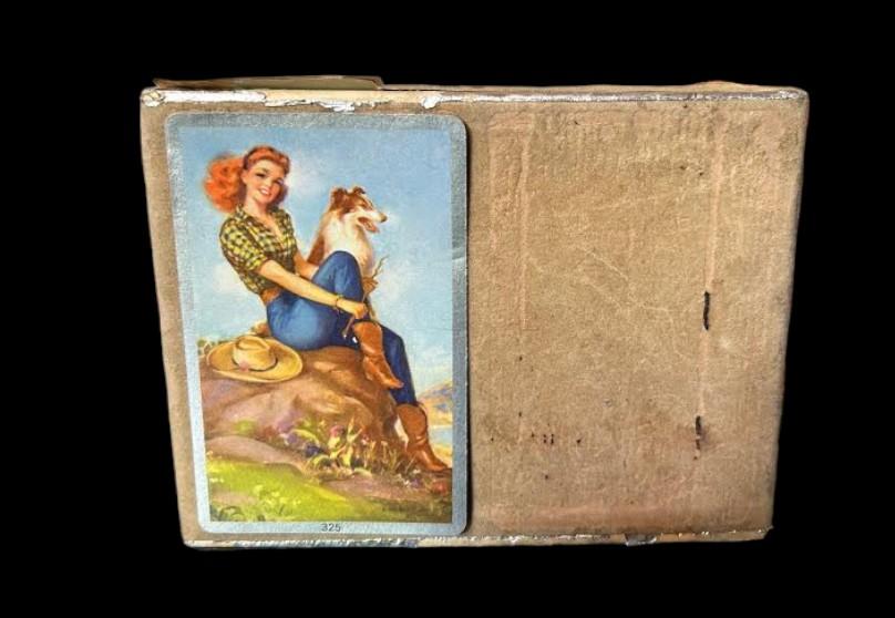 Rare Vintage Sexy Cowgirl Pinup Horse and Border Collie 2 Decks Playing Cards