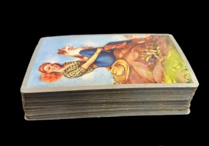Rare Vintage Sexy Cowgirl Pinup Horse and Border Collie 2 Decks Playing Cards